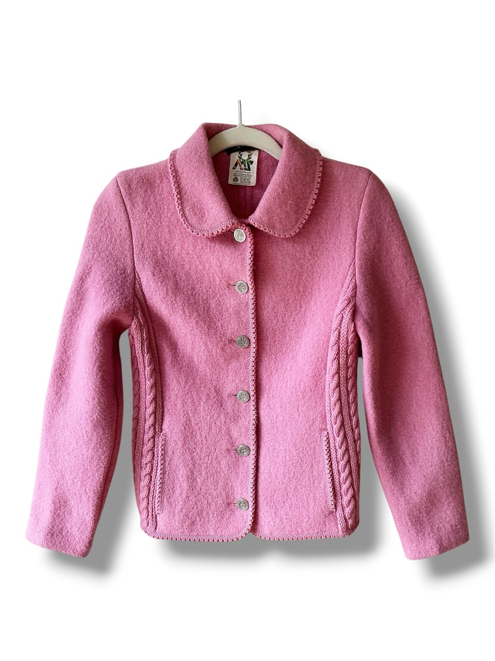 Vintage Münchner Strickmoden Pink Boiled Wool Alpine Jacket
